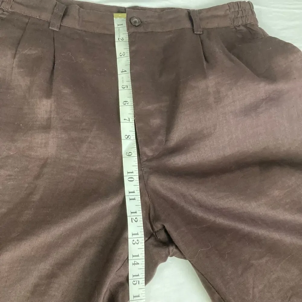 God Body Collection 100% Linen Trousers Pants Mens 34/33 Chocolate Brown Preppy